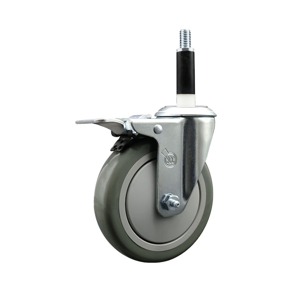 5'' Gray Poly Swivel 7/8'' Expanding Stem Caster Total Lock Brake